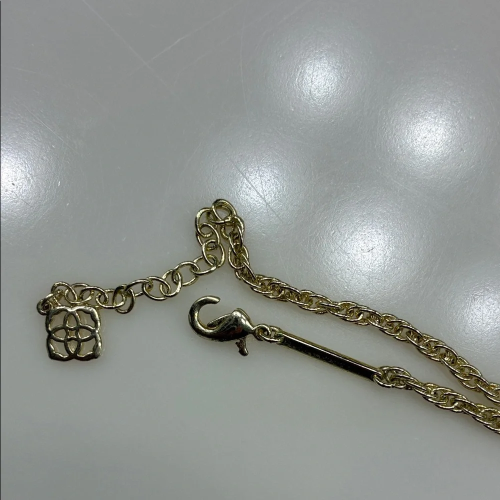 Kendra Scott Gold Necklace with White Stone Pendant 30 Inch Chain Like Nee